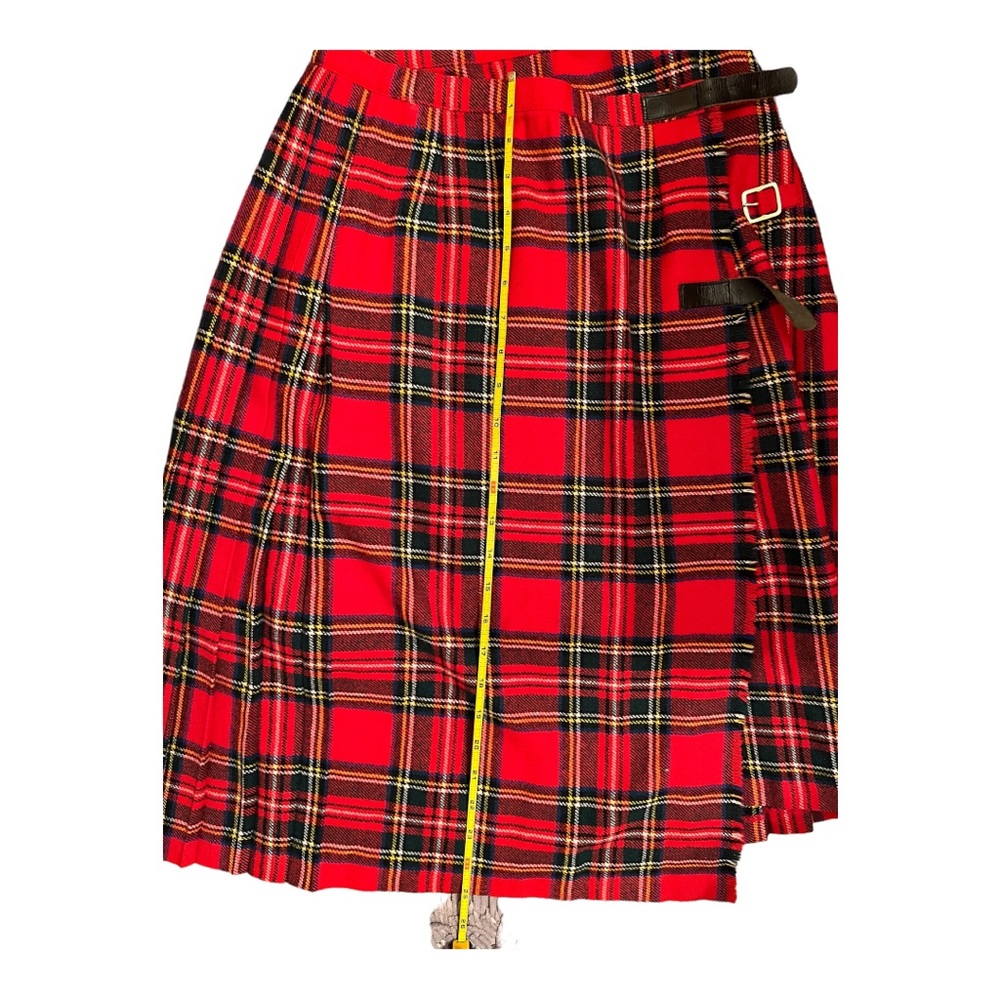 Wool Scotland Red Tartan Plaid pleated Skirt / Small/ Adjustable - Picture 2 of 8
